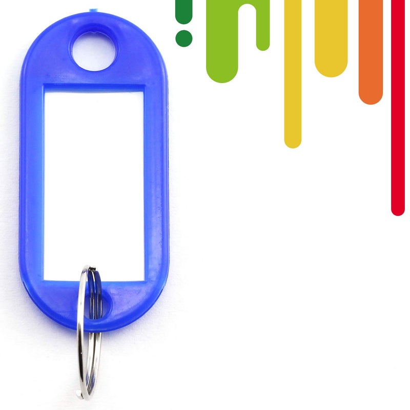 Lind Kitchen 40pcs Blue Key Ring Label Tags Plastic Keys Holder and Identifier Name Number Address Information Label Card for Keys ID 5x2.2cm - Image 2
